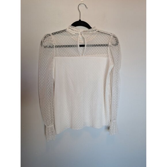 Jolie & Joy Black Lace Romantic Mesh Tiered Ruffle, Sheer Arms Blouse Women’s M - Picture 2 of 4